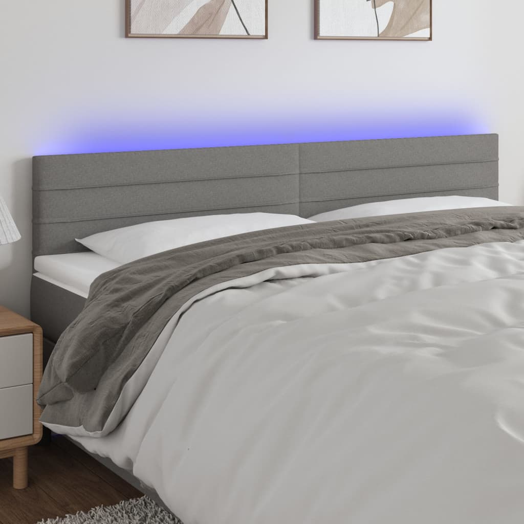 foto del prodotto testiera a led grigio scuro 160x5x78 88 cm in tessuto