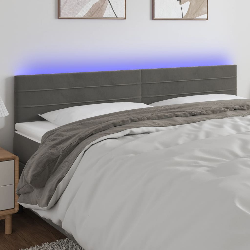 foto del prodotto testiera a led grigio scuro 180x5x78 88 cm in velluto cod mxl 51652
