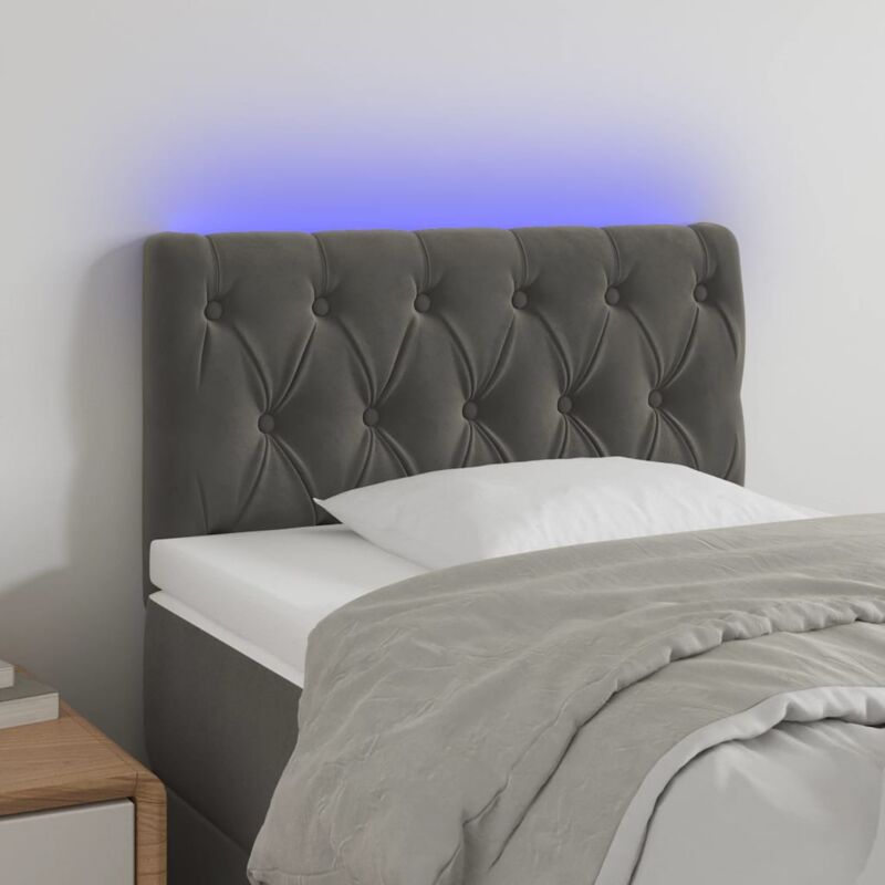 foto del prodotto testiera a led grigio scuro 80x7x78 88 cm in velluto