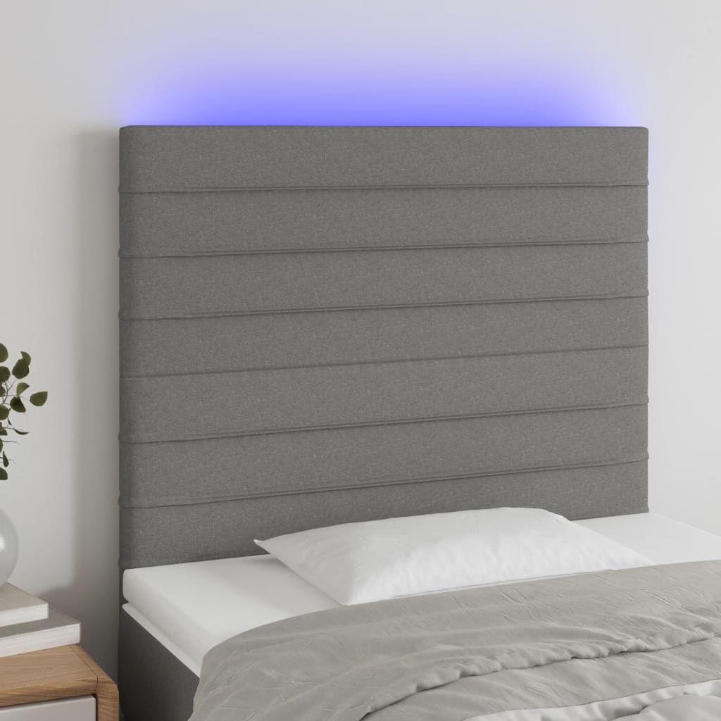 foto del prodotto testiera a led grigio scuro 90x5x118 128 cm in tessuto cod mxl 51942