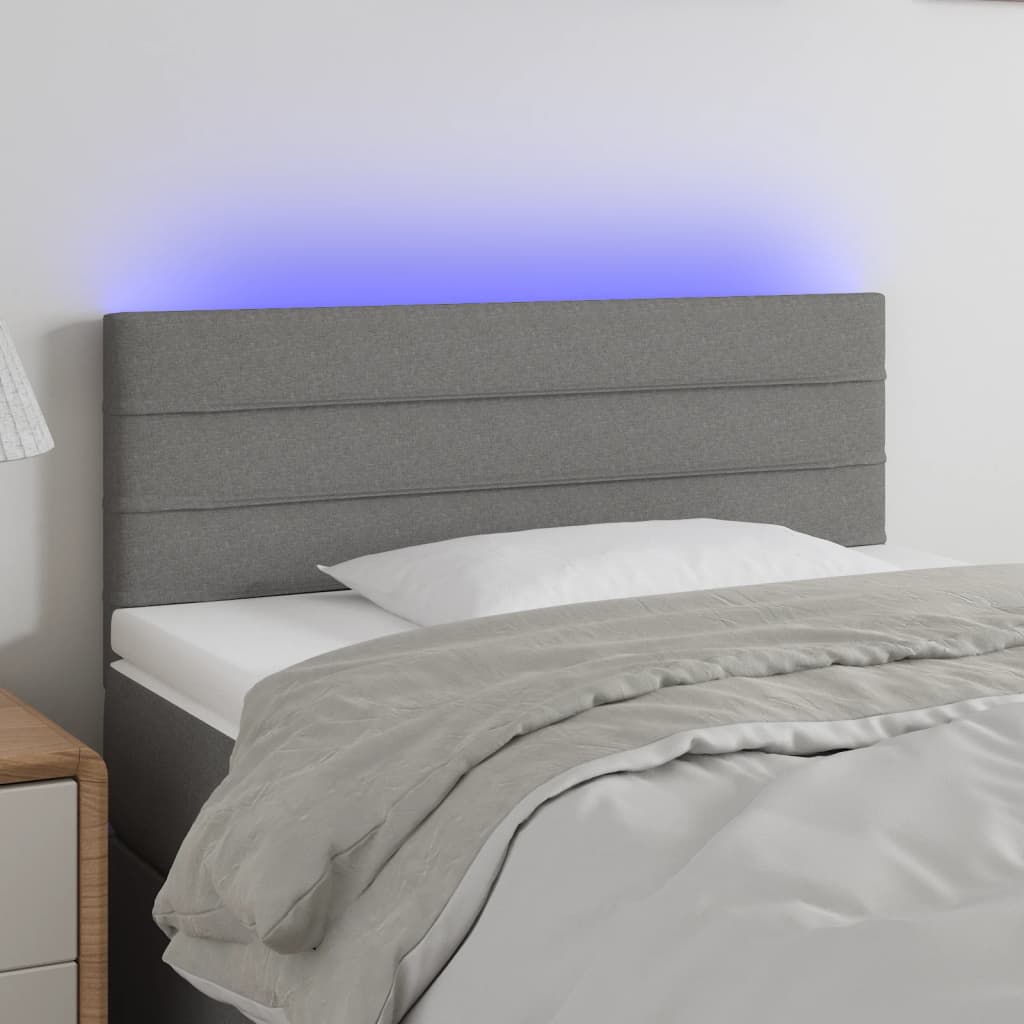 foto del prodotto testiera a led grigio scuro 90x5x78 88 cm in tessuto