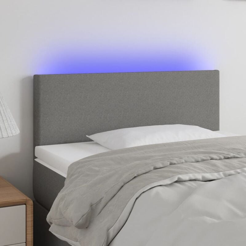foto del prodotto testiera a led grigio scuro 90x5x78 88 cm in tessuto vidaxl
