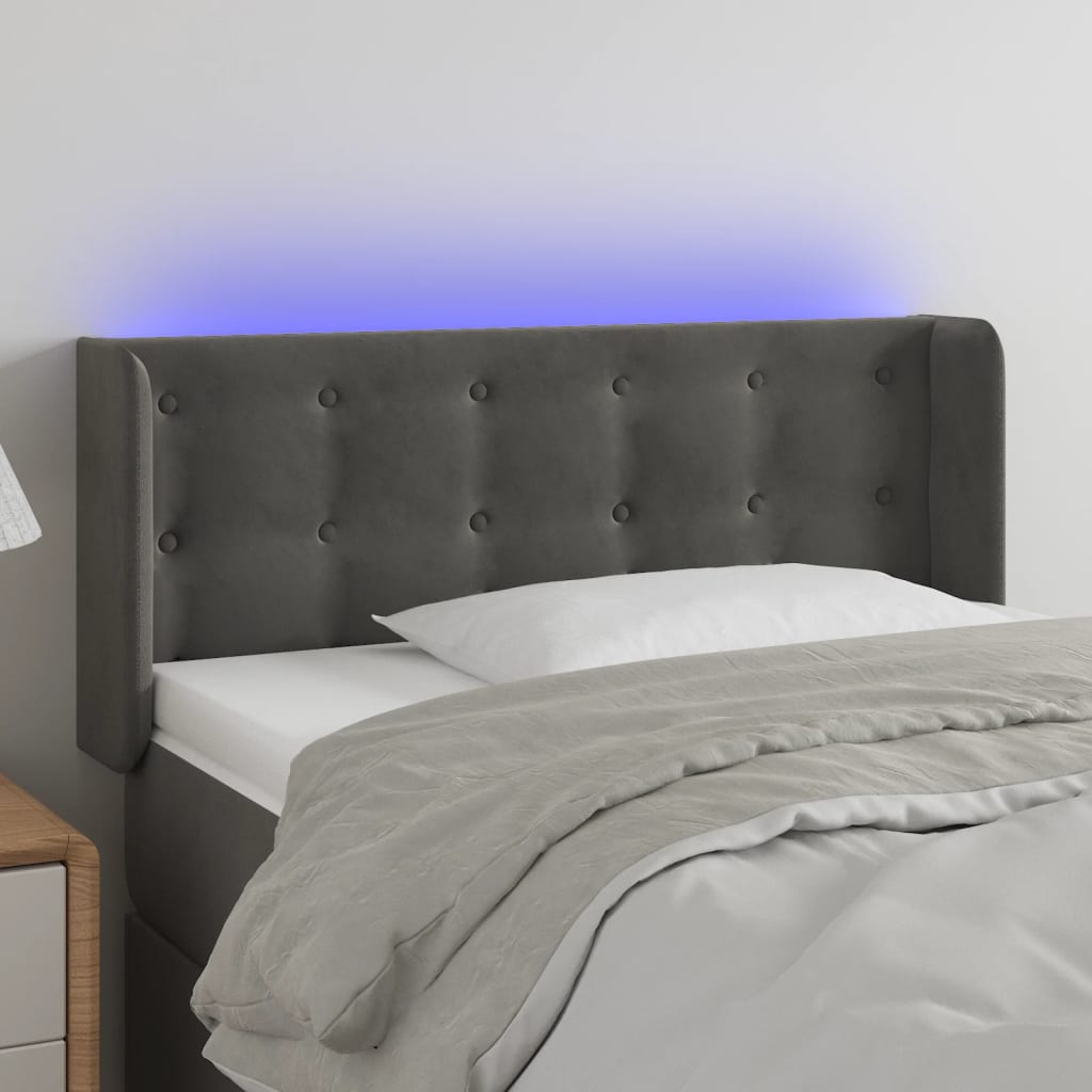 foto del prodotto testiera a led grigio scuro 93x16x78 88 cm in velluto cod mxl 50619