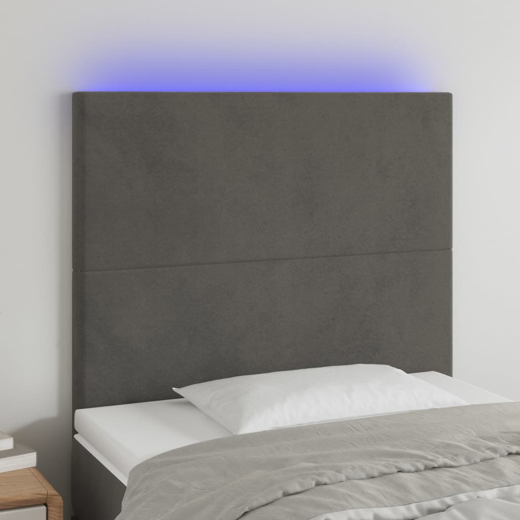 foto del prodotto testiera a led grigioscuro 100x5x118 128cm in velluto cod mxl 53306