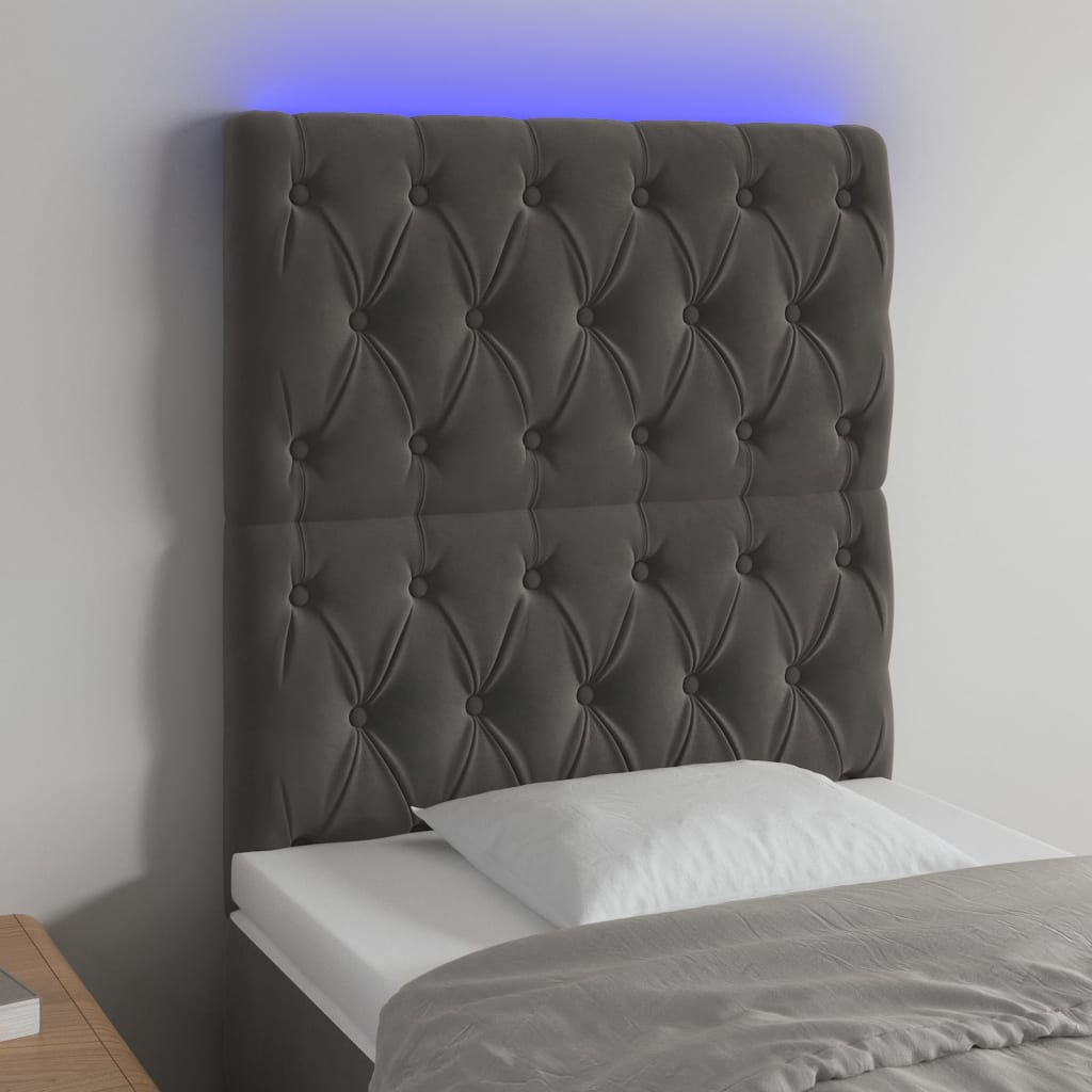 foto del prodotto testiera a led grigioscuro 80x7x118 128cm in velluto vidaxl