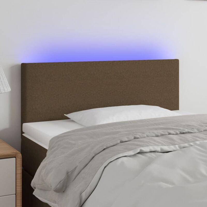 foto del prodotto testiera a led marrone scuro 100x5x78 88 cm in tessuto
