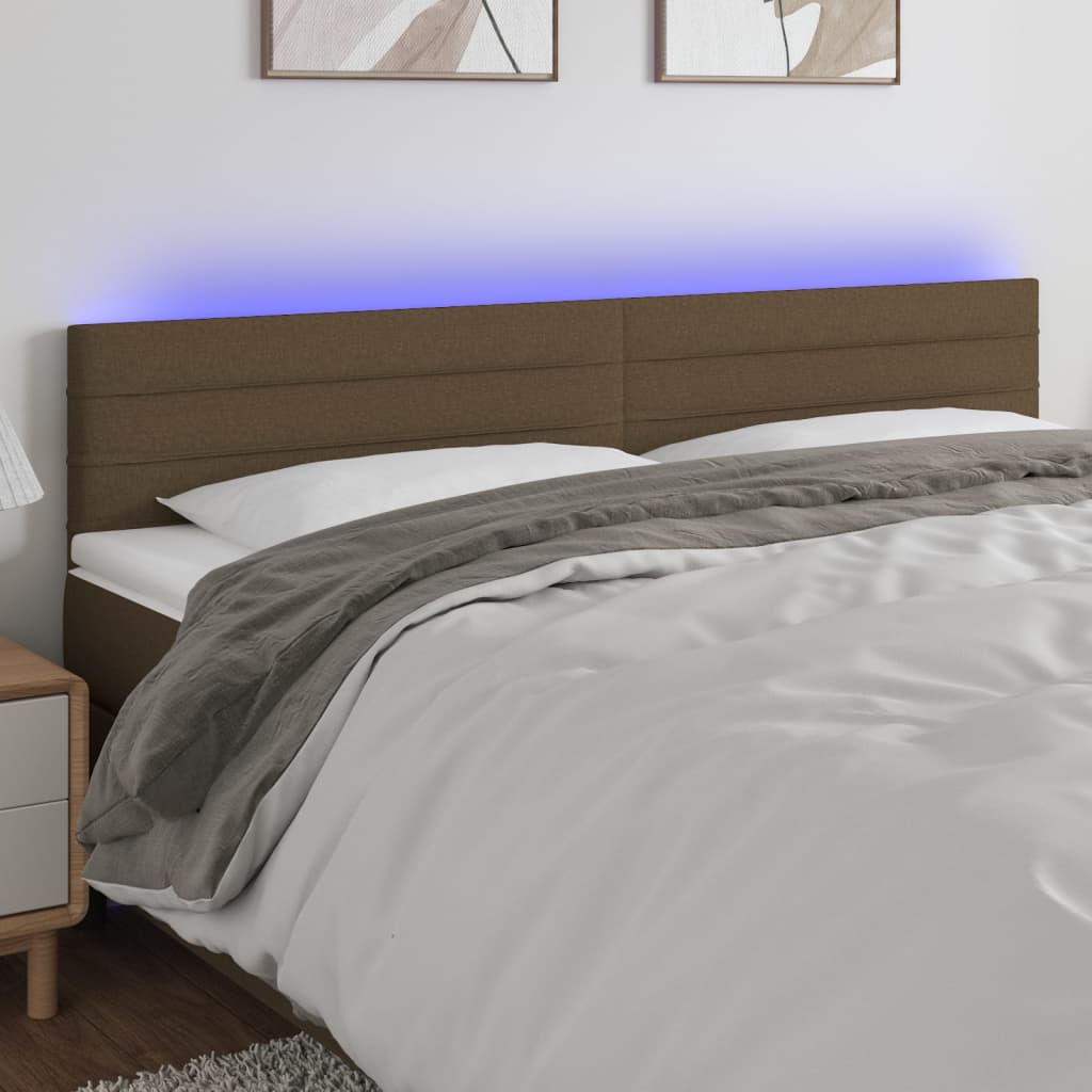 foto del prodotto testiera a led marrone scuro 160x5x78 88 cm in tessuto cod mxl 41222