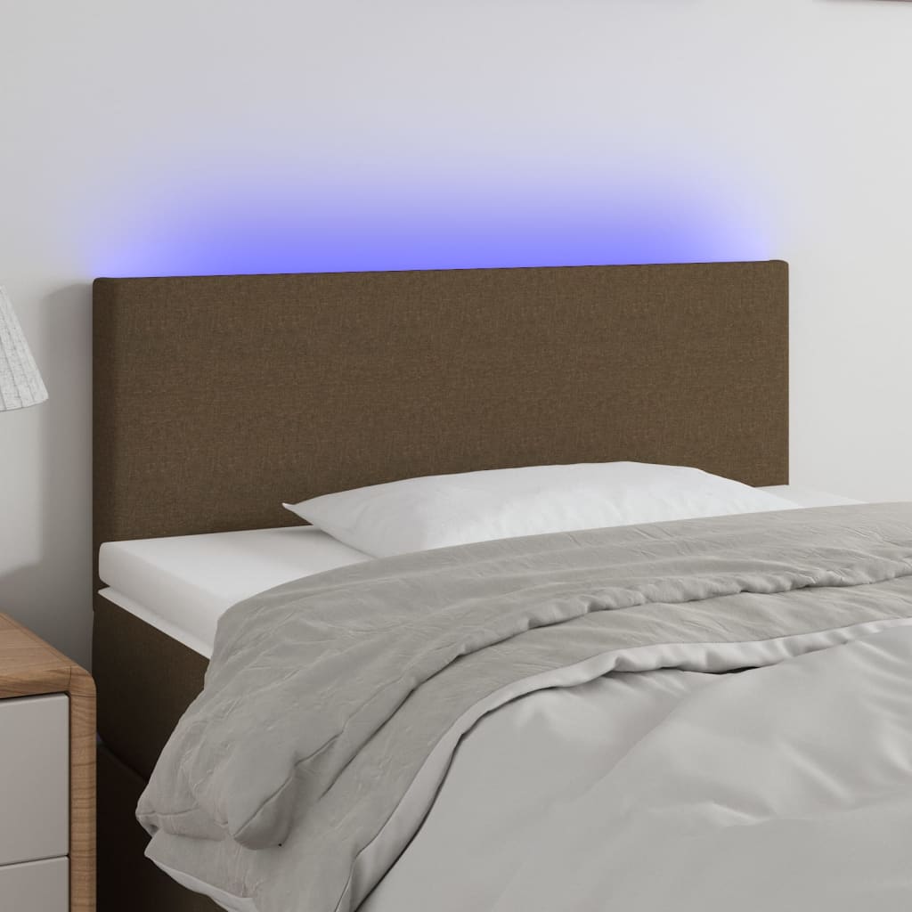 foto del prodotto testiera a led marrone scuro 80x5x78 88 cm in tessuto cod mxl 46695