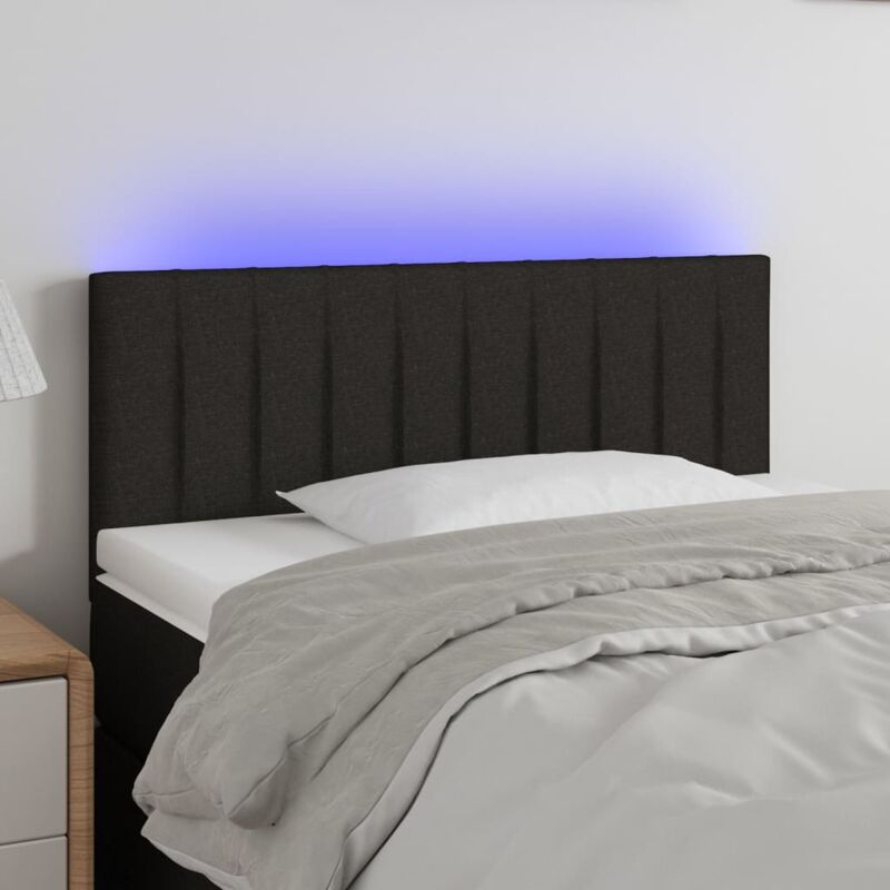 foto del prodotto testiera a led nera 100x5x78 88 cm in tessuto