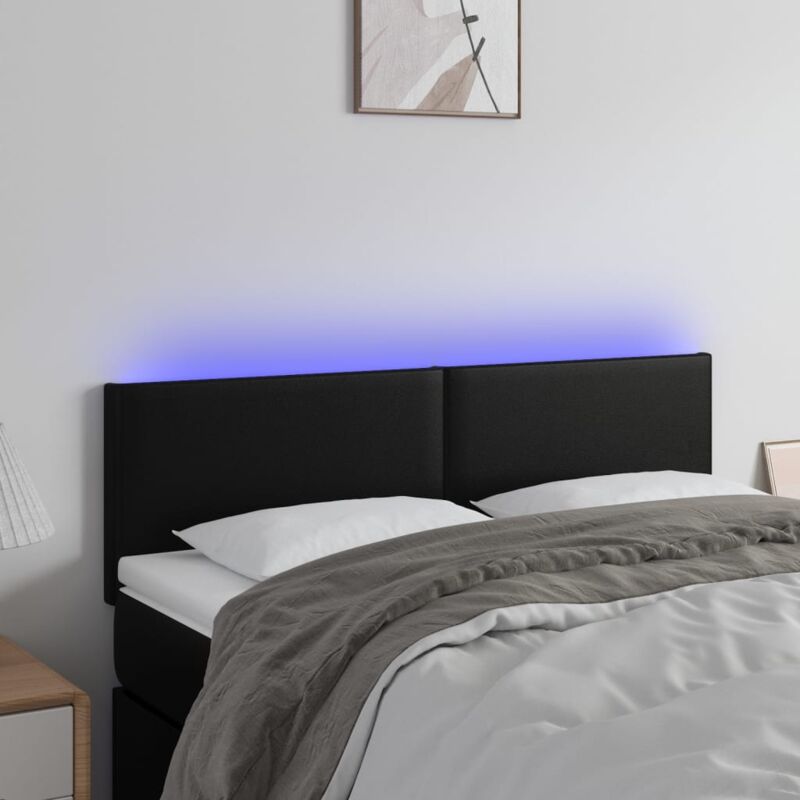 foto del prodotto testiera a led nera 144x5x78 88 cm in similpelle