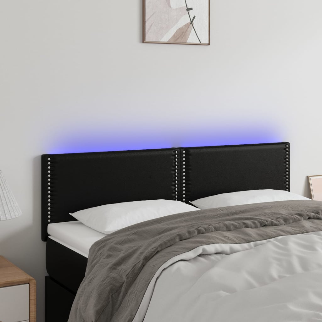 foto del prodotto testiera a led nera 144x5x78 88 cm in similpelle