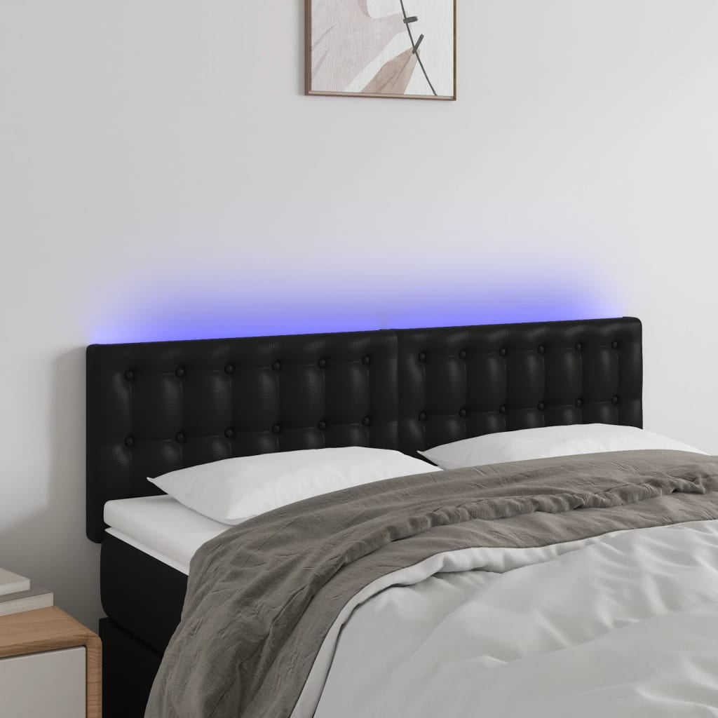 foto del prodotto testiera a led nera 144x5x78 88 cm in similpelle
