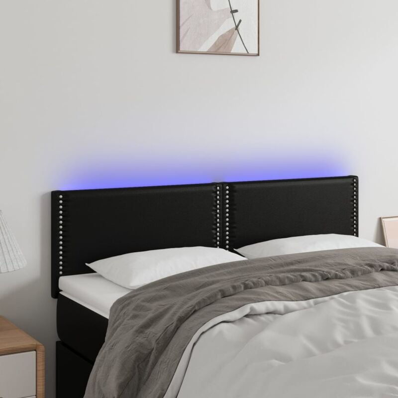 foto del prodotto testiera a led nera 144x5x78 88 cm in similpelle cod mxl 48207