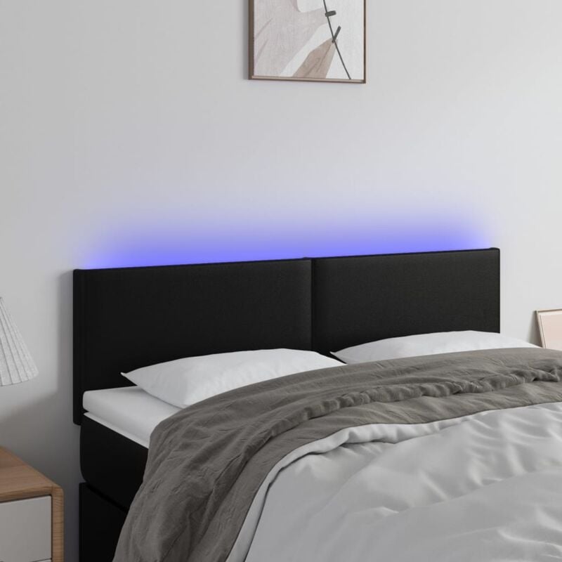 foto del prodotto testiera a led nera 144x5x78 88 cm in similpelle vidaxl