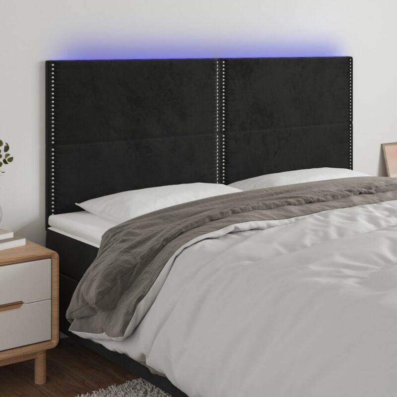 foto del prodotto testiera a led nera 160x5x118 128 cm in velluto vidaxl 114744