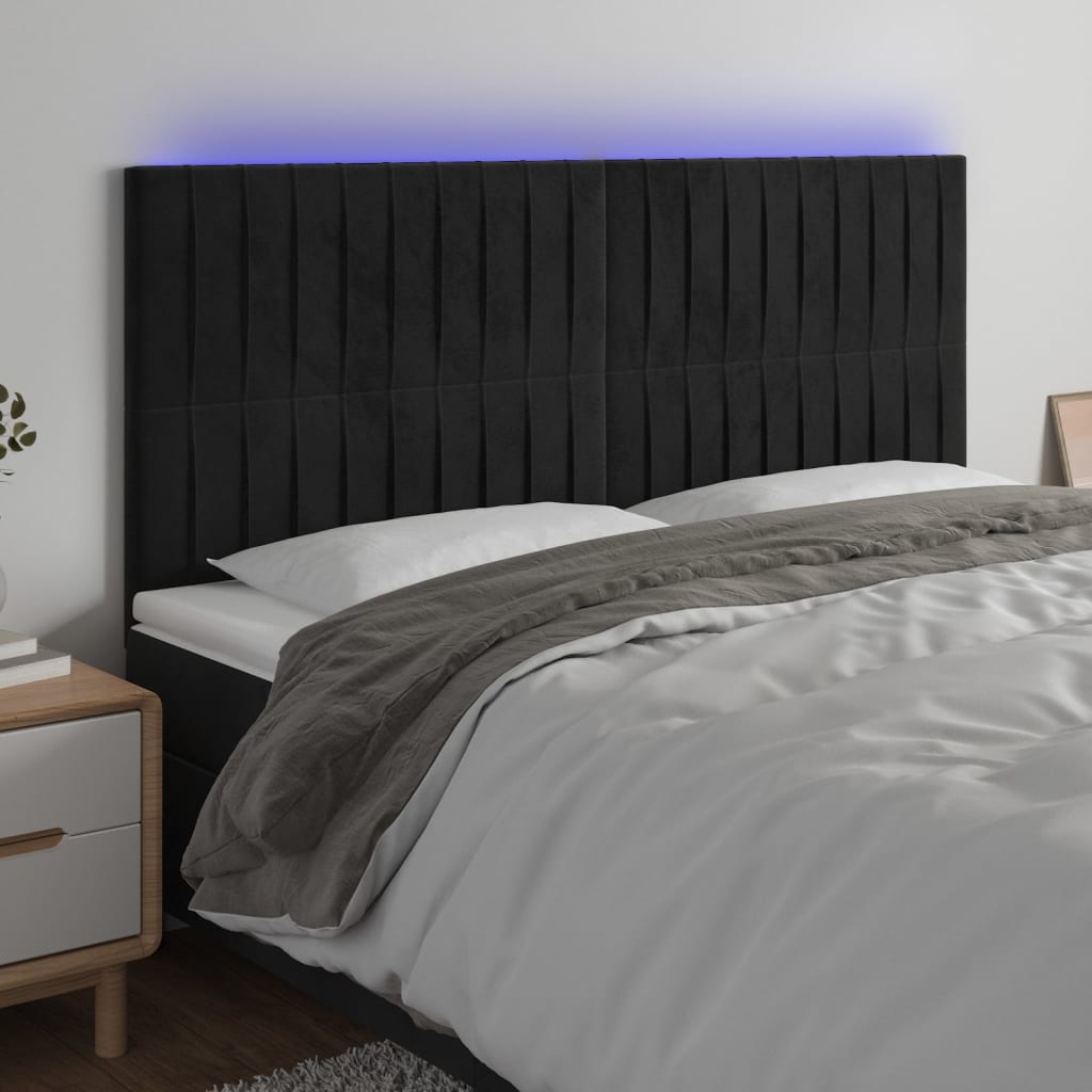 foto del prodotto testiera a led nera 160x5x118 128 cm in velluto vidaxl