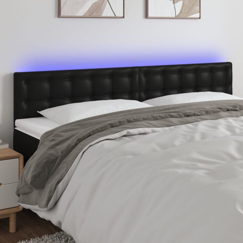 foto del prodotto testiera a led nera 160x5x78 88 cm in similpelle vidaxl