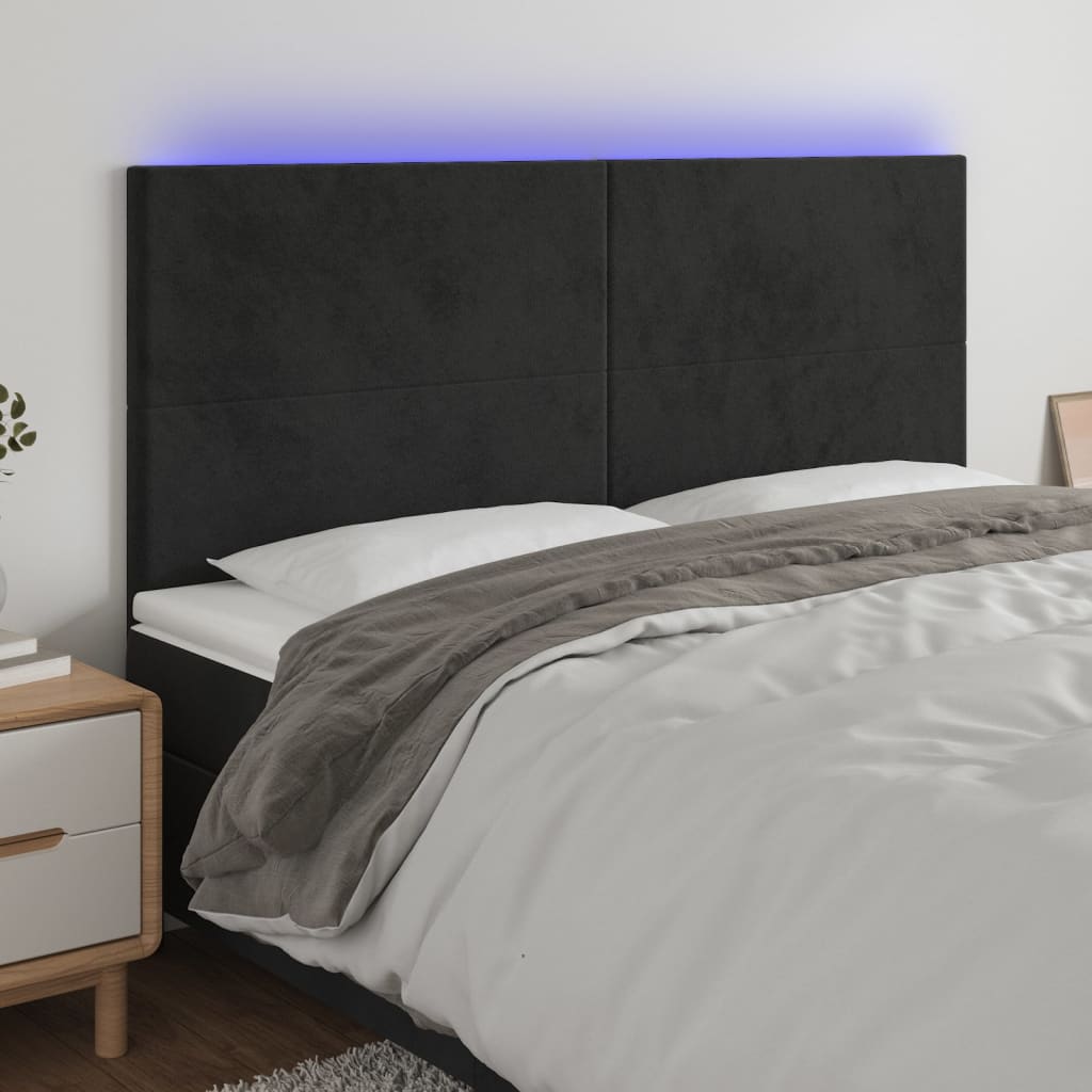 foto del prodotto testiera a led nera 180x5x118 128 cm in vellutocod mxl 121712