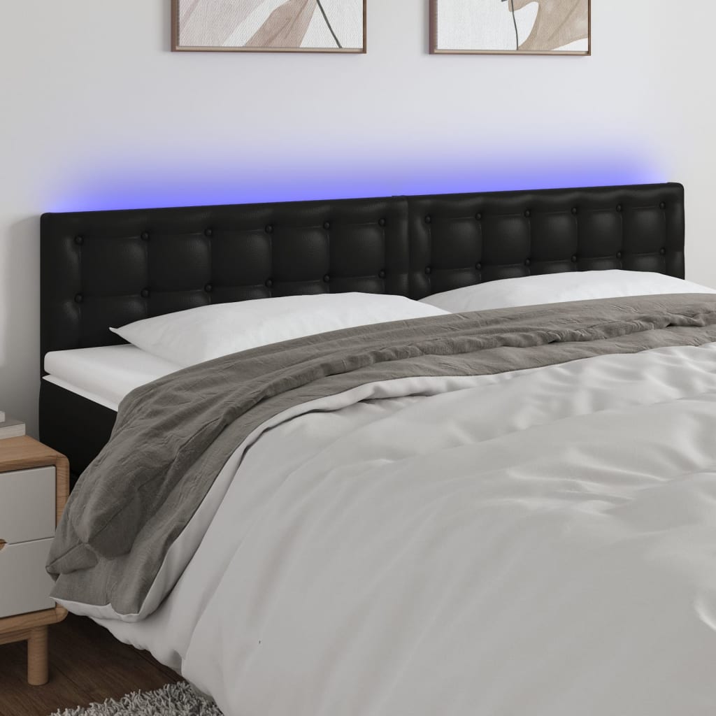 foto del prodotto testiera a led nera 200x5x78 88 cm in similpelle cod mxl 51067