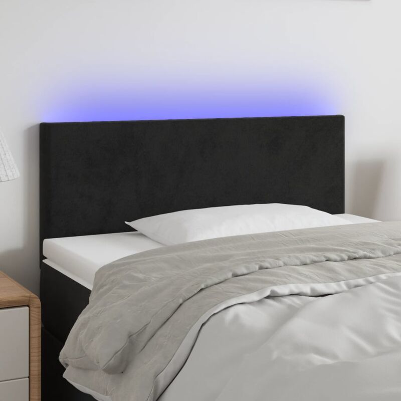 foto del prodotto testiera a led nera 80x5x78 88 cm in velluto