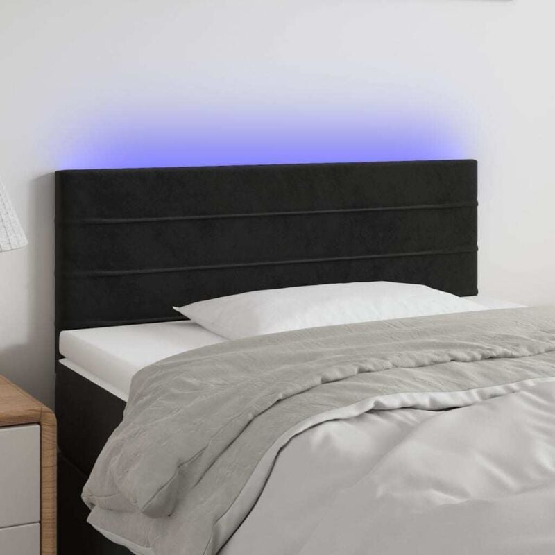 foto del prodotto testiera a led nera 80x5x78 88 cm in velluto