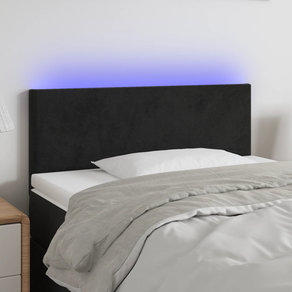 foto del prodotto testiera a led nera 80x5x78 88 cm in velluto cod mxl 51434