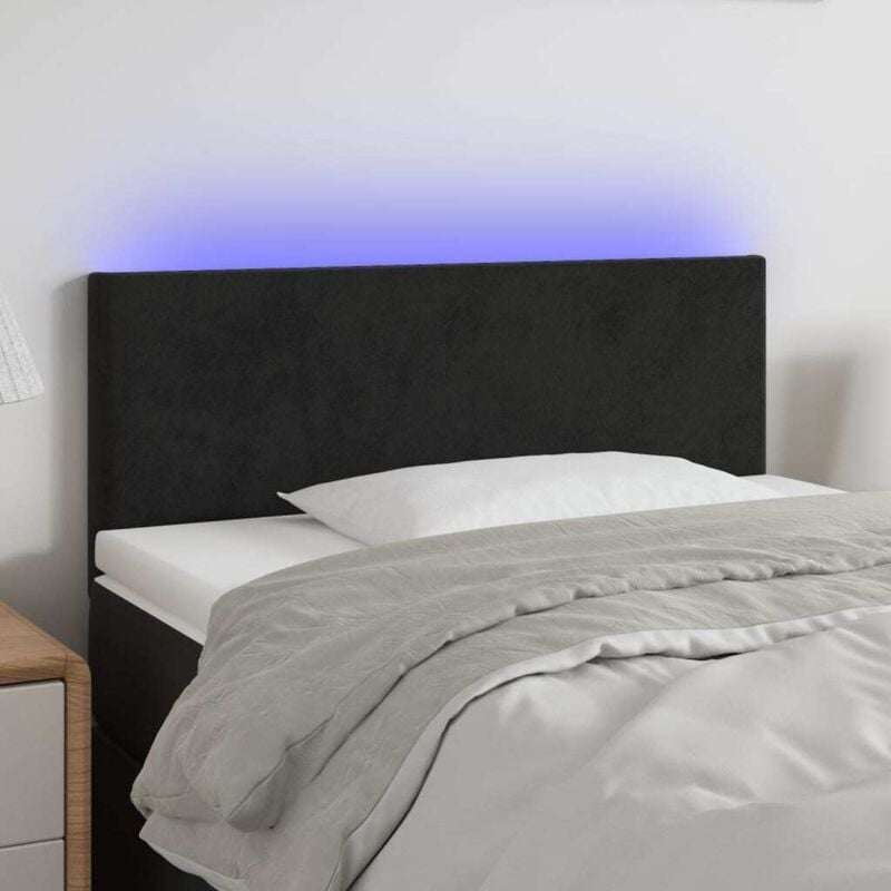 foto del prodotto testiera a led nera 90x5x78 88 cm in similpelle