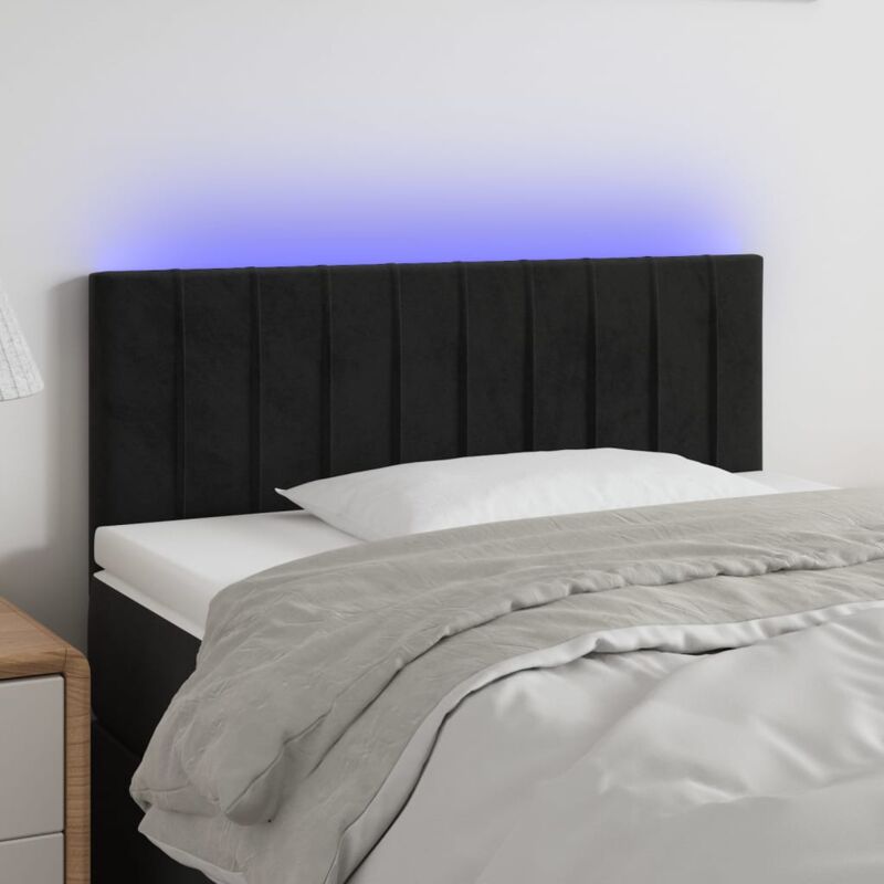 foto del prodotto testiera a led nera 90x5x78 88 cm in similpelle