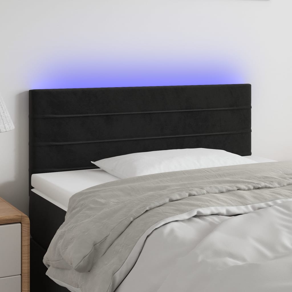 foto del prodotto testiera a led nera 90x5x78 88 cm in similpelle cod mxl 33306