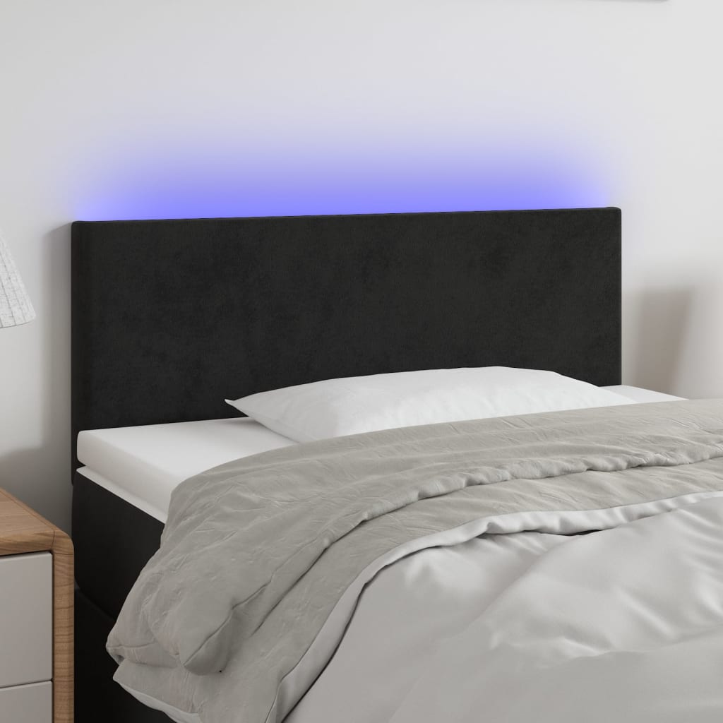 foto del prodotto testiera a led nera 90x5x78 88 cm in similpelle cod mxl 47507