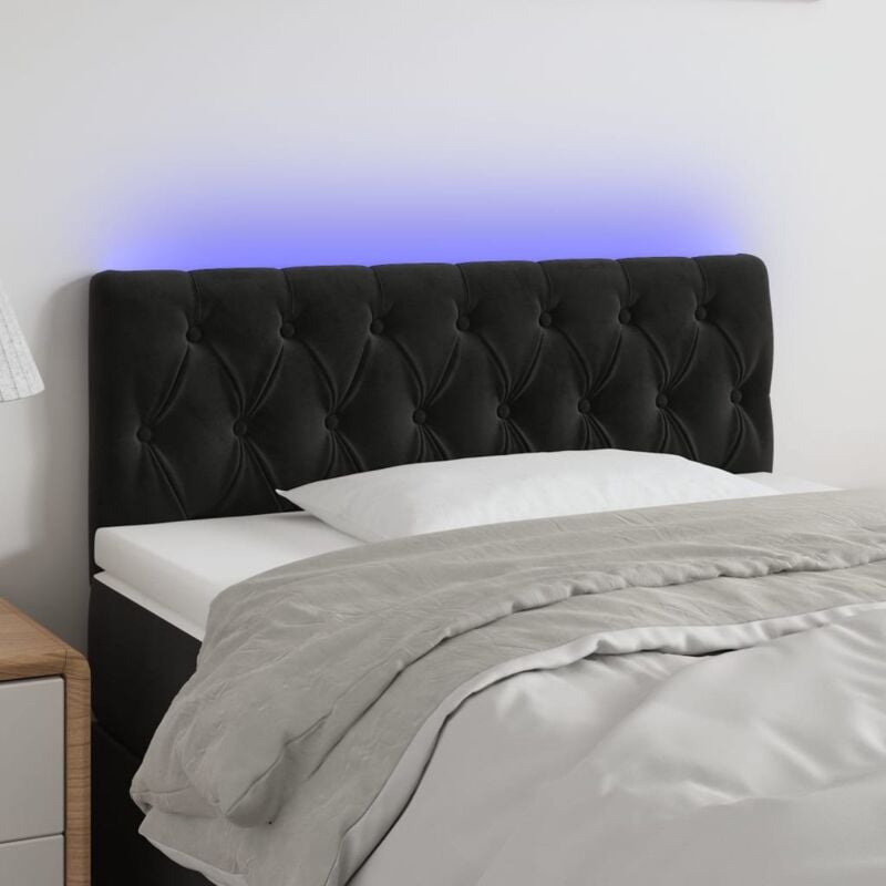 foto del prodotto testiera a led nera 90x7x78 88 cm in velluto vidaxl