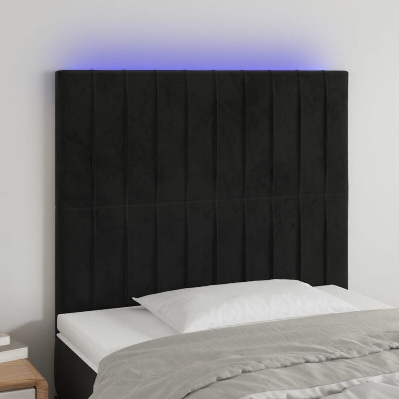 foto del prodotto testiera a led nero 90x5x118 128 cm in velluto vidaxl