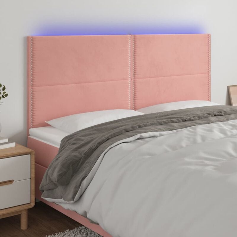foto del prodotto testiera a led rosa 160x5x118 128 cm in velluto