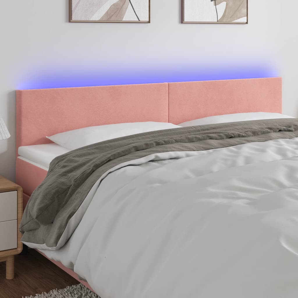 foto del prodotto testiera a led rosa 160x5x78 88 cm in velluto cod mxl 52301