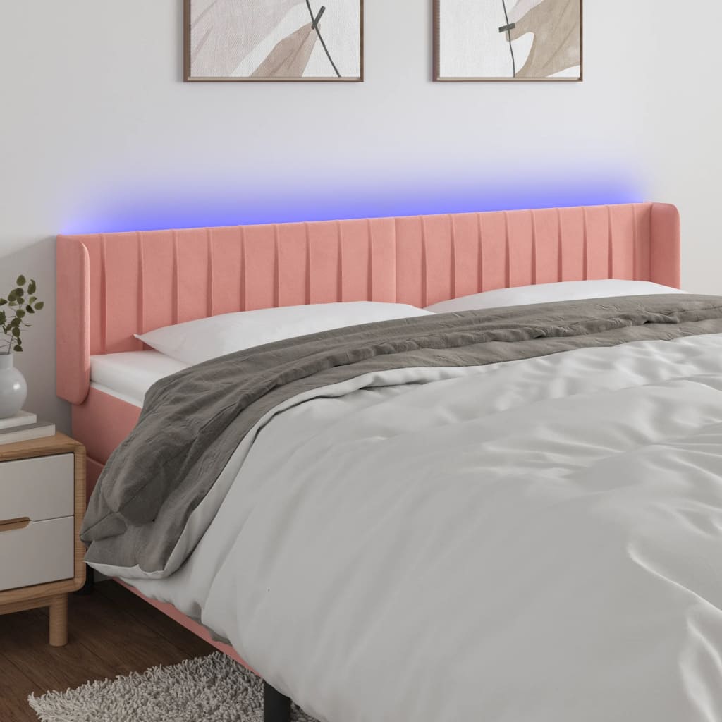 foto del prodotto testiera a led rosa 183x16x78 88 cm in velluto