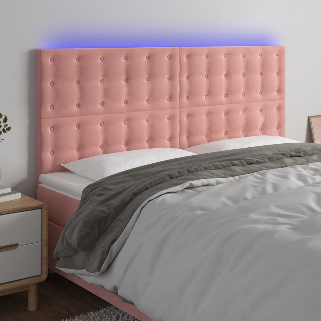 foto del prodotto testiera a led rosa 200x5x118 128 cm in velluto