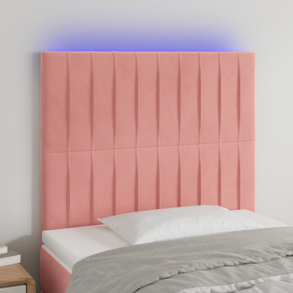 foto del prodotto testiera a led rosa 80x5x118 128 cm in velluto cod mxl 48361