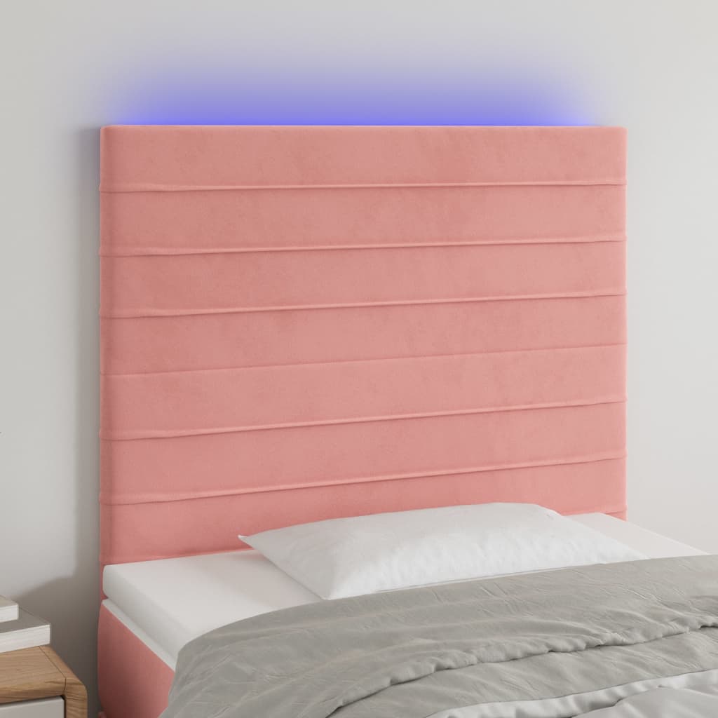 foto del prodotto testiera a led rosa 80x5x118 128 cm in velluto cod mxl 49766