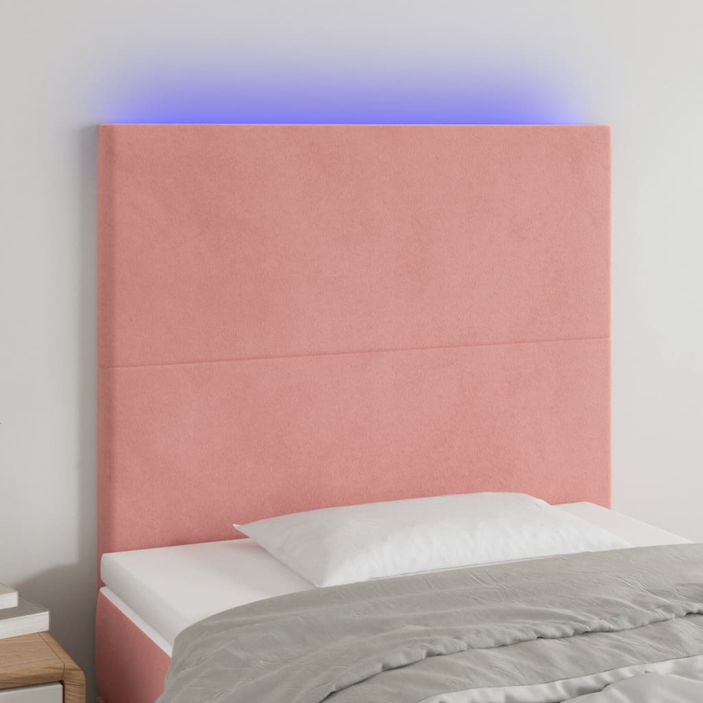 foto del prodotto testiera a led rosa 90x5x118 128 cm in vellutocod mxl 97803