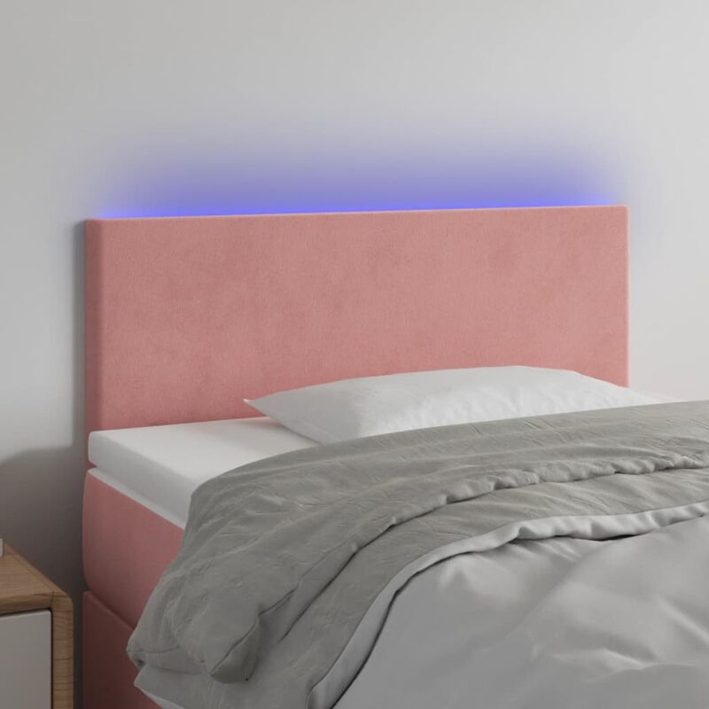 foto del prodotto testiera a led rosa 90x5x78 88 cm in tessuto