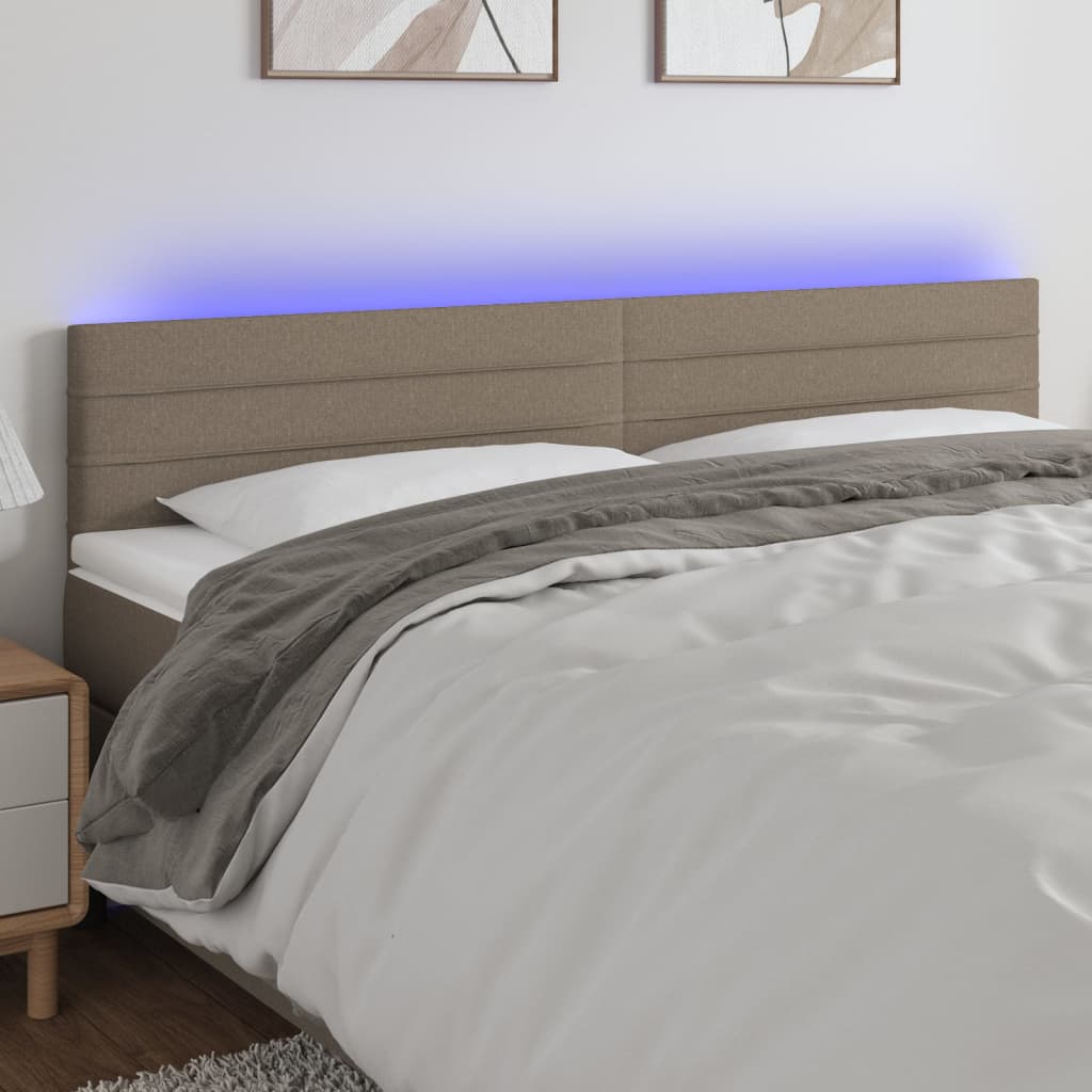 foto del prodotto testiera a led tortora 200x5x78 88 cm in tessuto cod mxl 51091