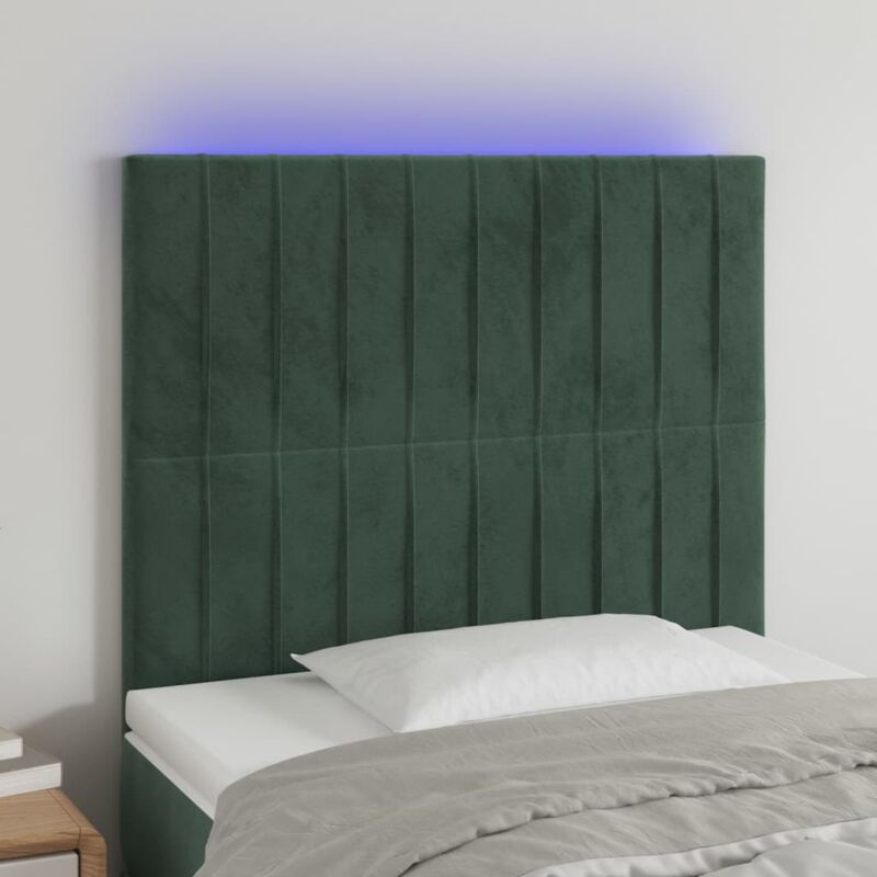 foto del prodotto testiera a led verde scuro 100x5x118 128cm in velluto vidaxl