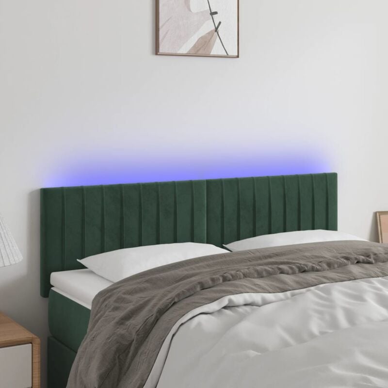 foto del prodotto testiera a led verde scuro 144x5x78 88 cm in velluto vidaxl