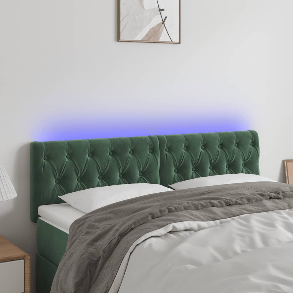 foto del prodotto testiera a led verde scuro 144x7x78 88 cm in vellutocod mxl 97794