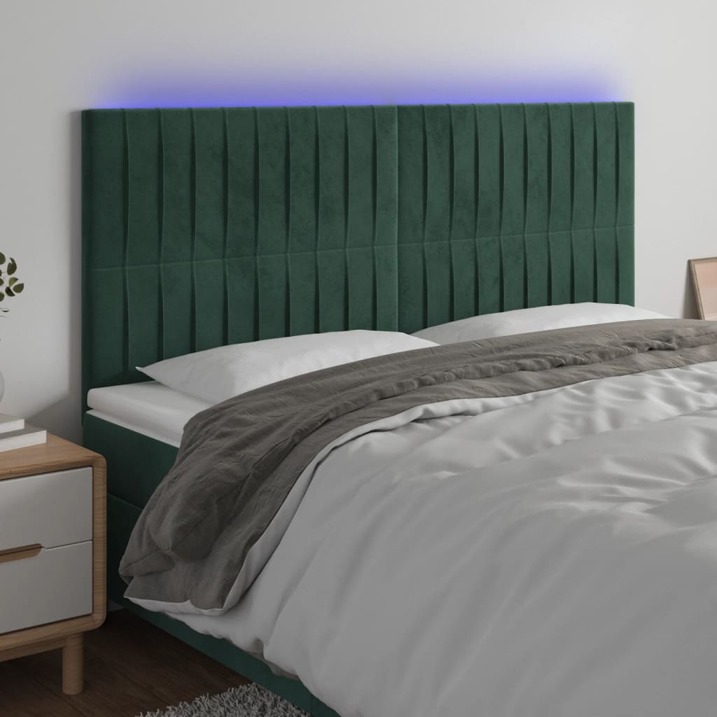 foto del prodotto testiera a led verde scuro 160x5x118 128cm in vellutocod mxl 97827