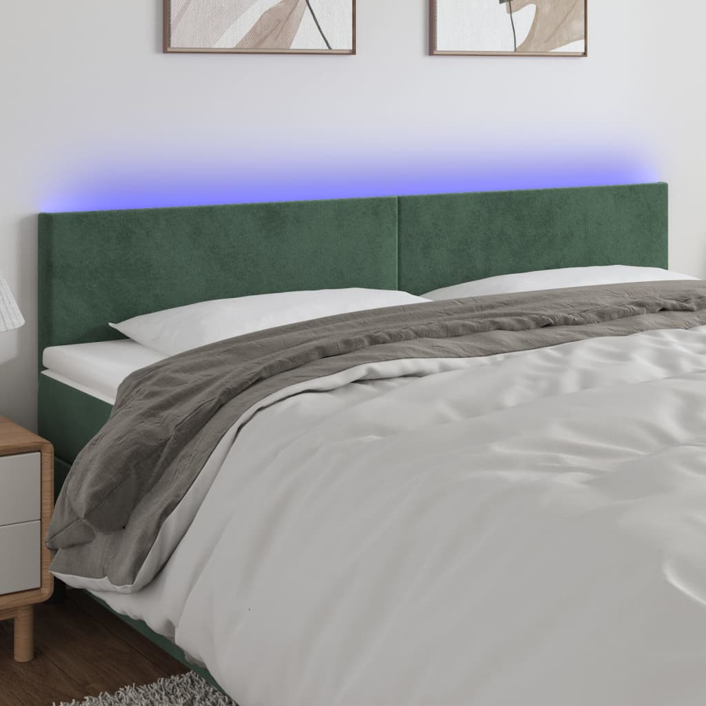 foto del prodotto testiera a led verde scuro 200x5x78 88 cm in velluto cod mxl 52257