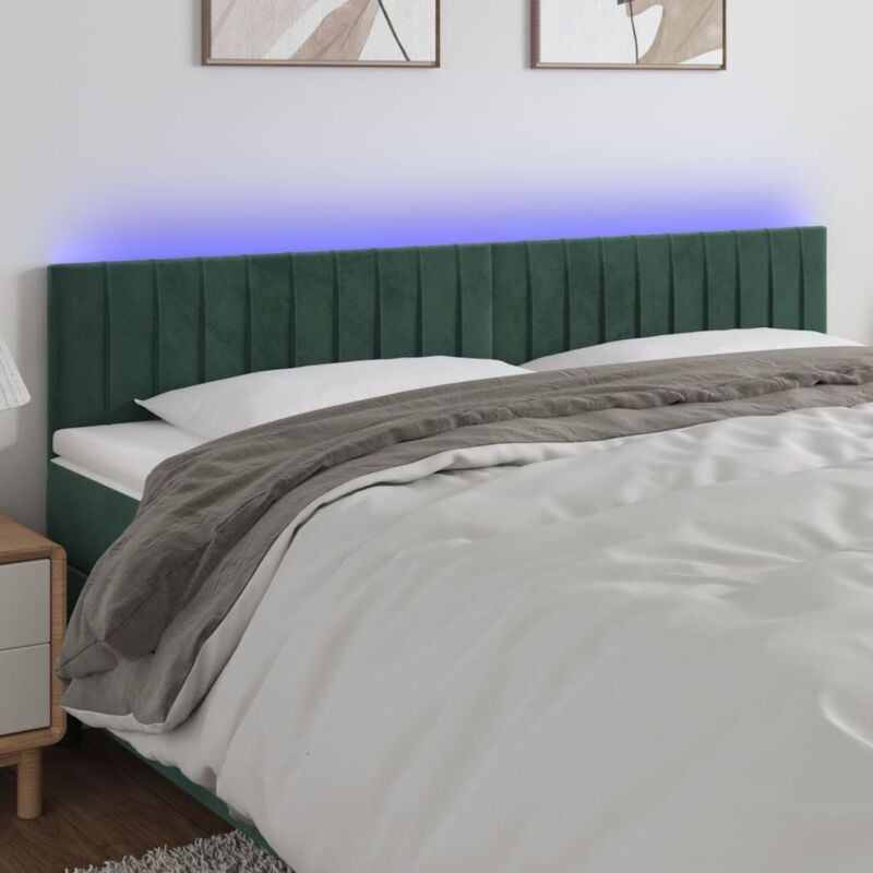 foto del prodotto testiera a led verde scuro 200x5x78 88 cm in velluto vidaxl