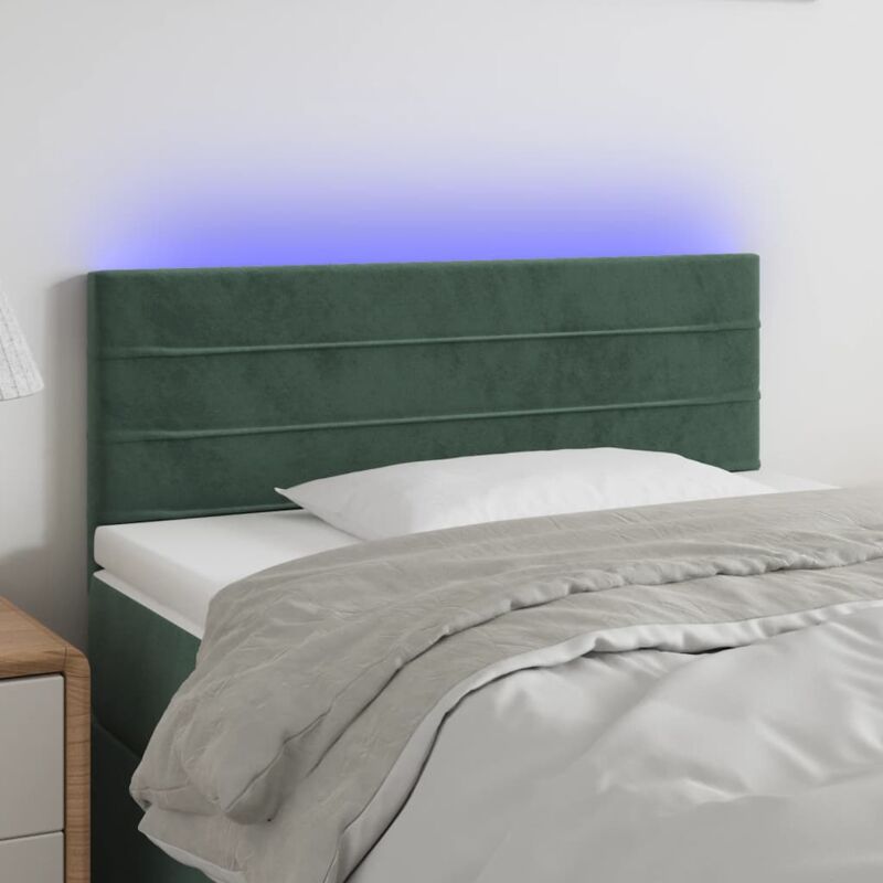 foto del prodotto testiera a led verde scuro 90x5x78 88 cm in similpelle cod mxl 33323