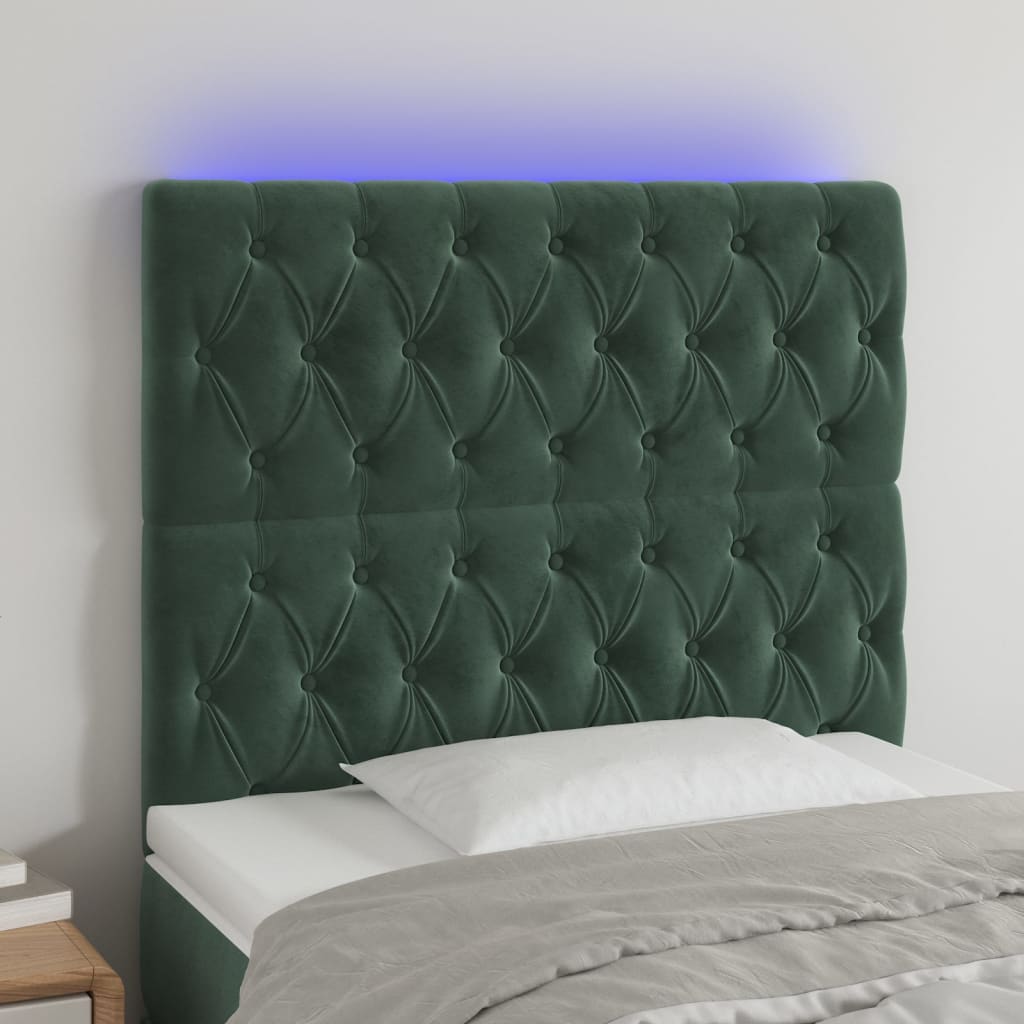 foto del prodotto testiera a led verde scuro 90x7x118 128cm in velluto vidaxl