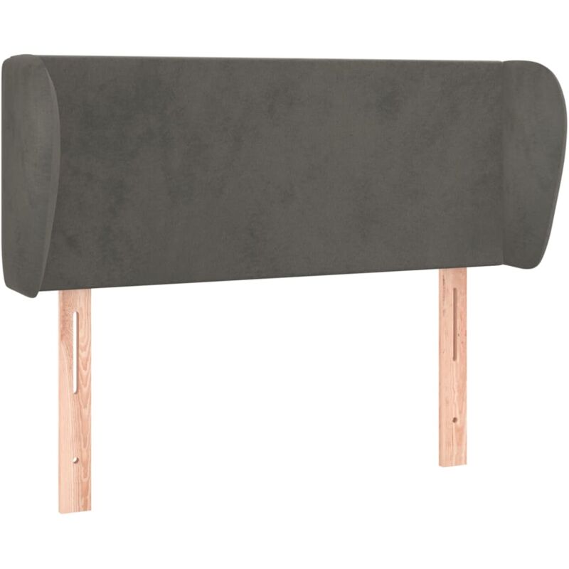 foto del prodotto testiera accessorio letto mobile camera da letto con bordo laterale 103 x 23 x 78 88 cm tessuto velluto grigio scuro tdl0205031